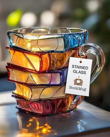 FREEZE2TRIM Chapter Book Mug 3D stack design — luminous, stained-glass look.