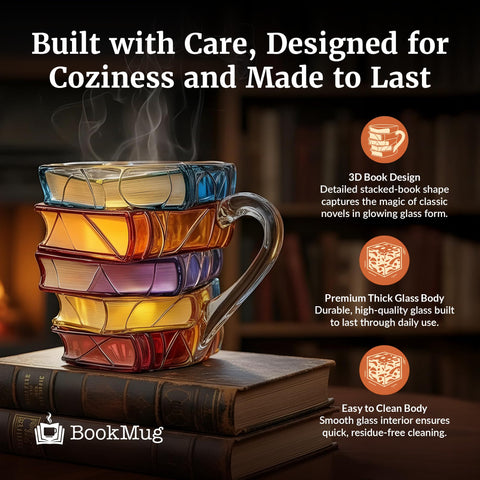 FREEZE2TRIM stained glass book cup glow enhances reading ambiance.
