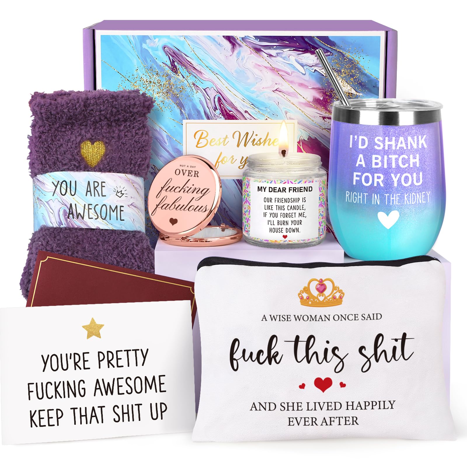 Frerdui best friend gift box featuring a double-wall insulated wine tumbler that keeps drinks hot or cold.