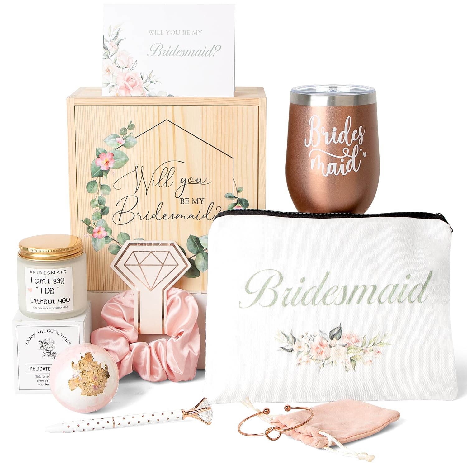 Frerdui bridesmaid proposal box open with invitation card ready