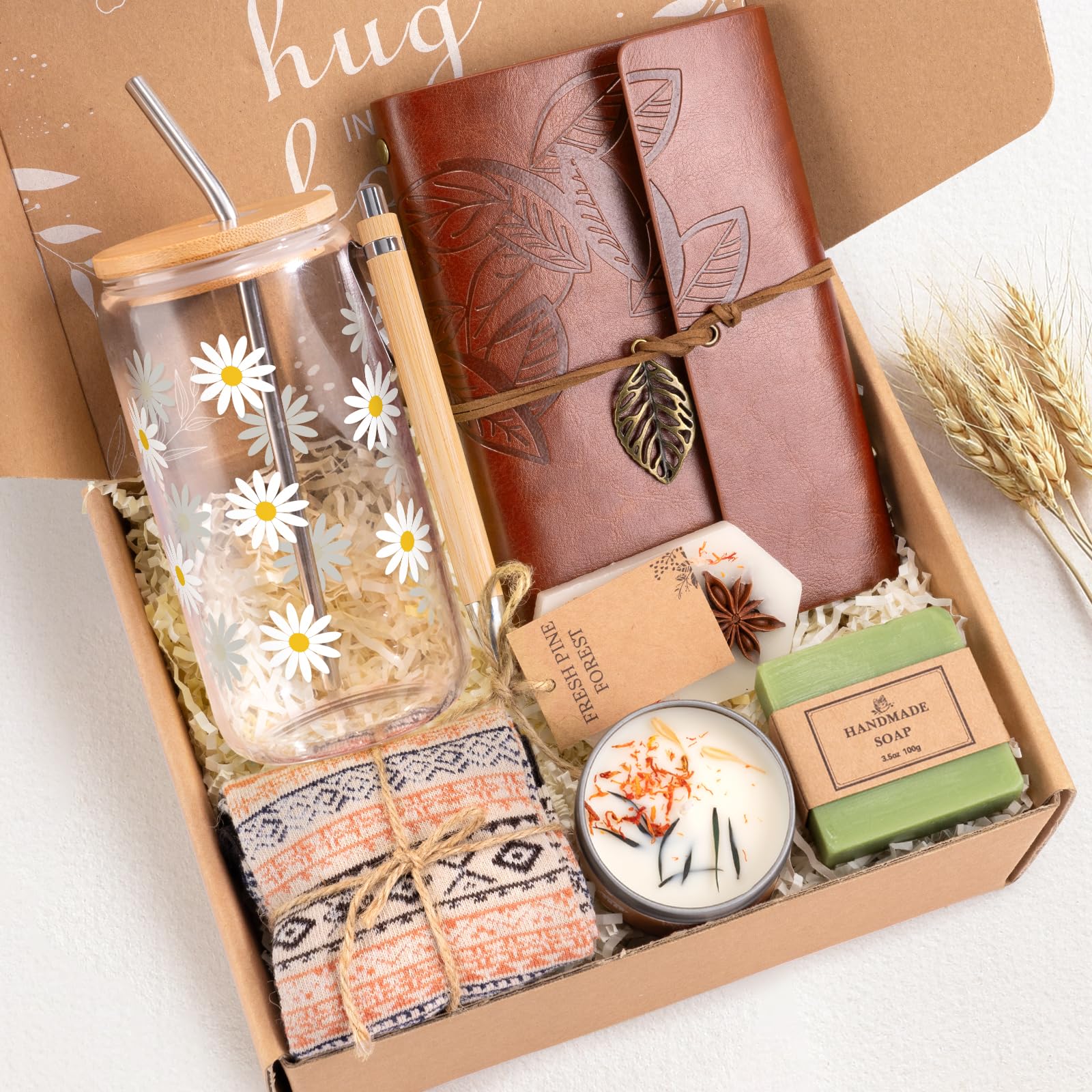 Frerdui daisy aesthetic 16 oz glass cup with lid for hot or cold drinks