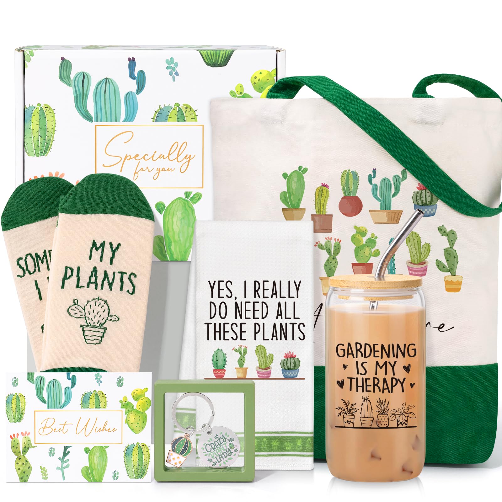 Frerdui Plant Lover Gift glass cup with straw for refreshing iced coffee
