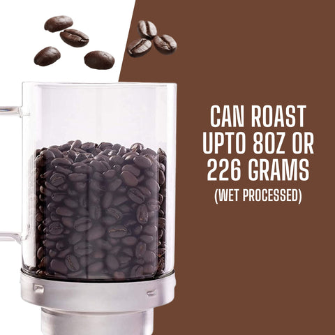 Fresh Roast SR800 batch chamber roasts 6–8 oz of beans.