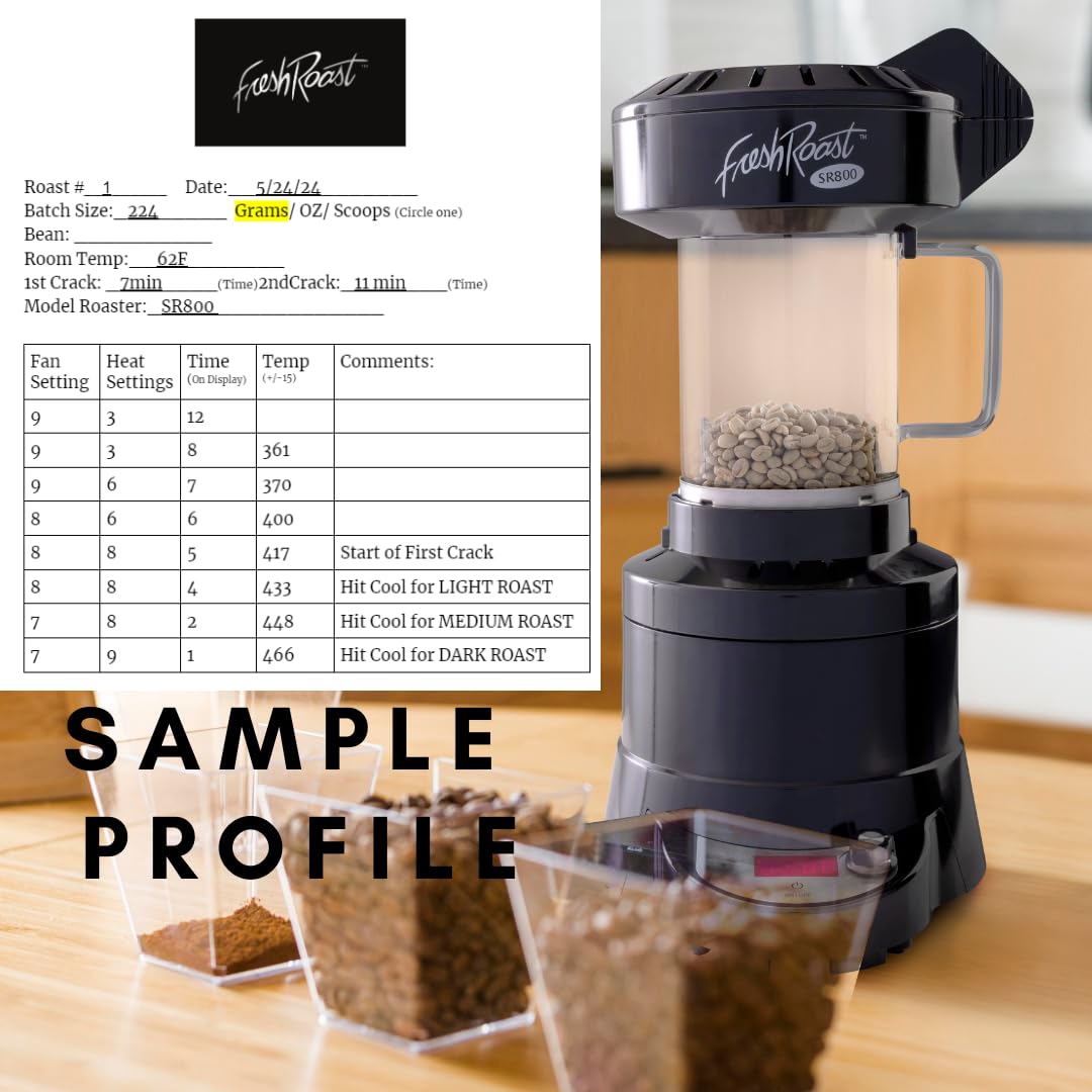 Fresh Roast SR800 packaging and accessories for quick at-home roasting.