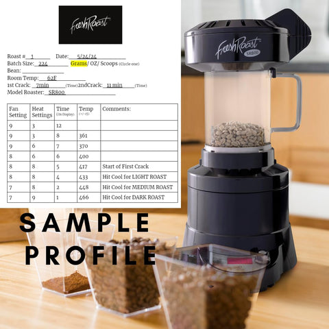 Fresh Roast SR800 packaging and accessories for quick at-home roasting.