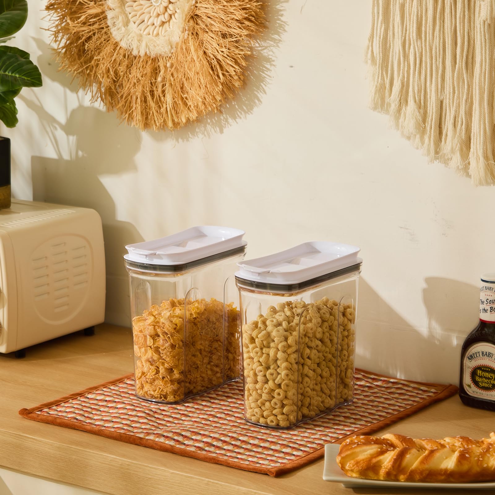 FreshKeeper BPA-free plastic storage bins offer transparent visibility for easy inventory.