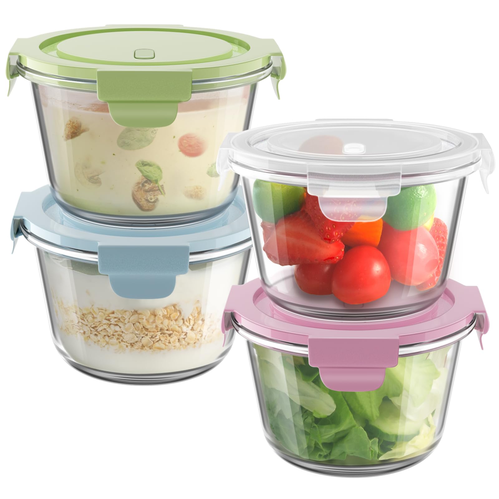 Freshmage 16oz glass meal prep container front view for leftovers storage