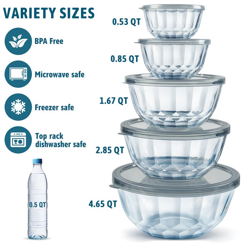 Freshmage 2.7-quart nesting bowl illustrates space-saving stackability after use.