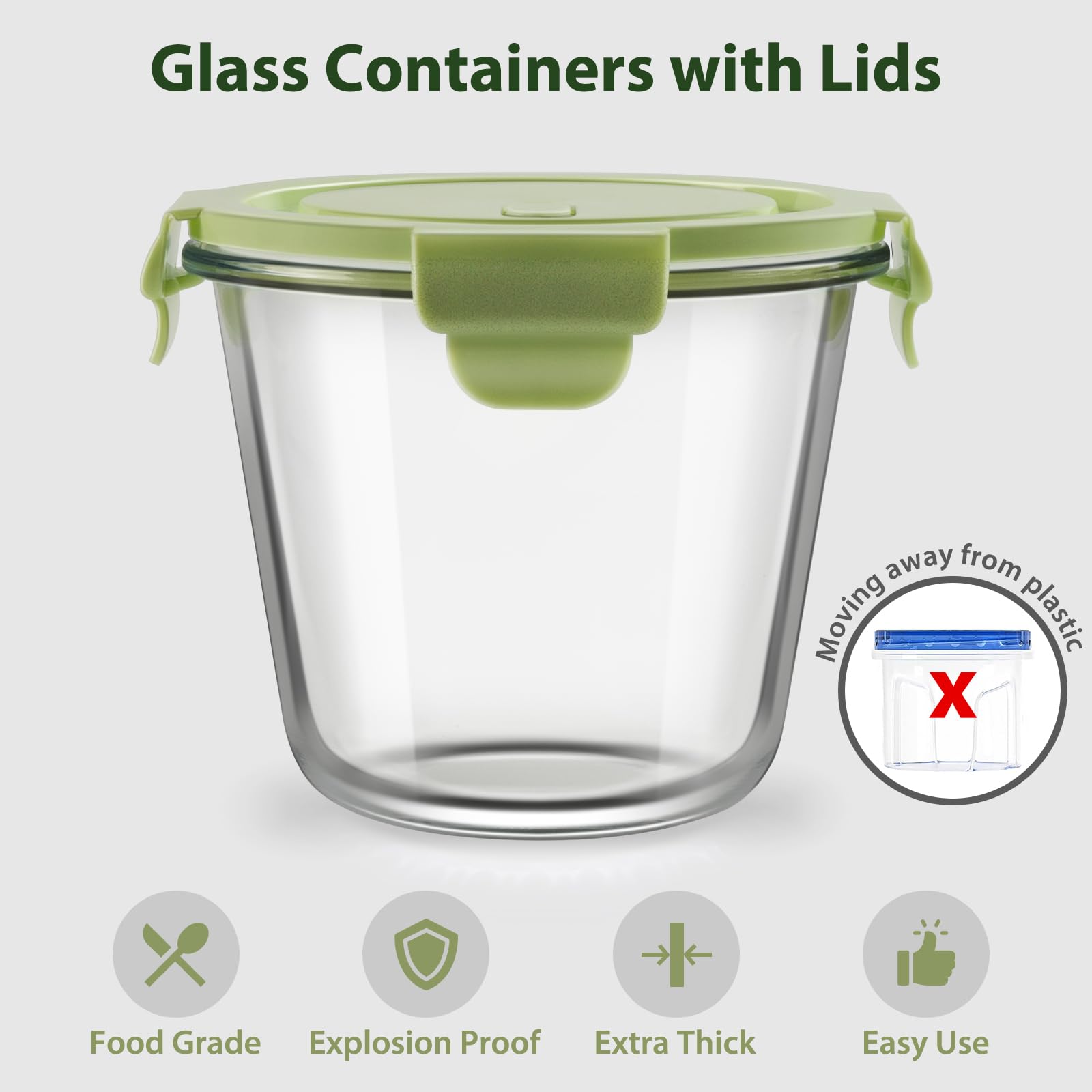 Freshmage four-pack 3-cup glass containers ideal for bulk meal prep