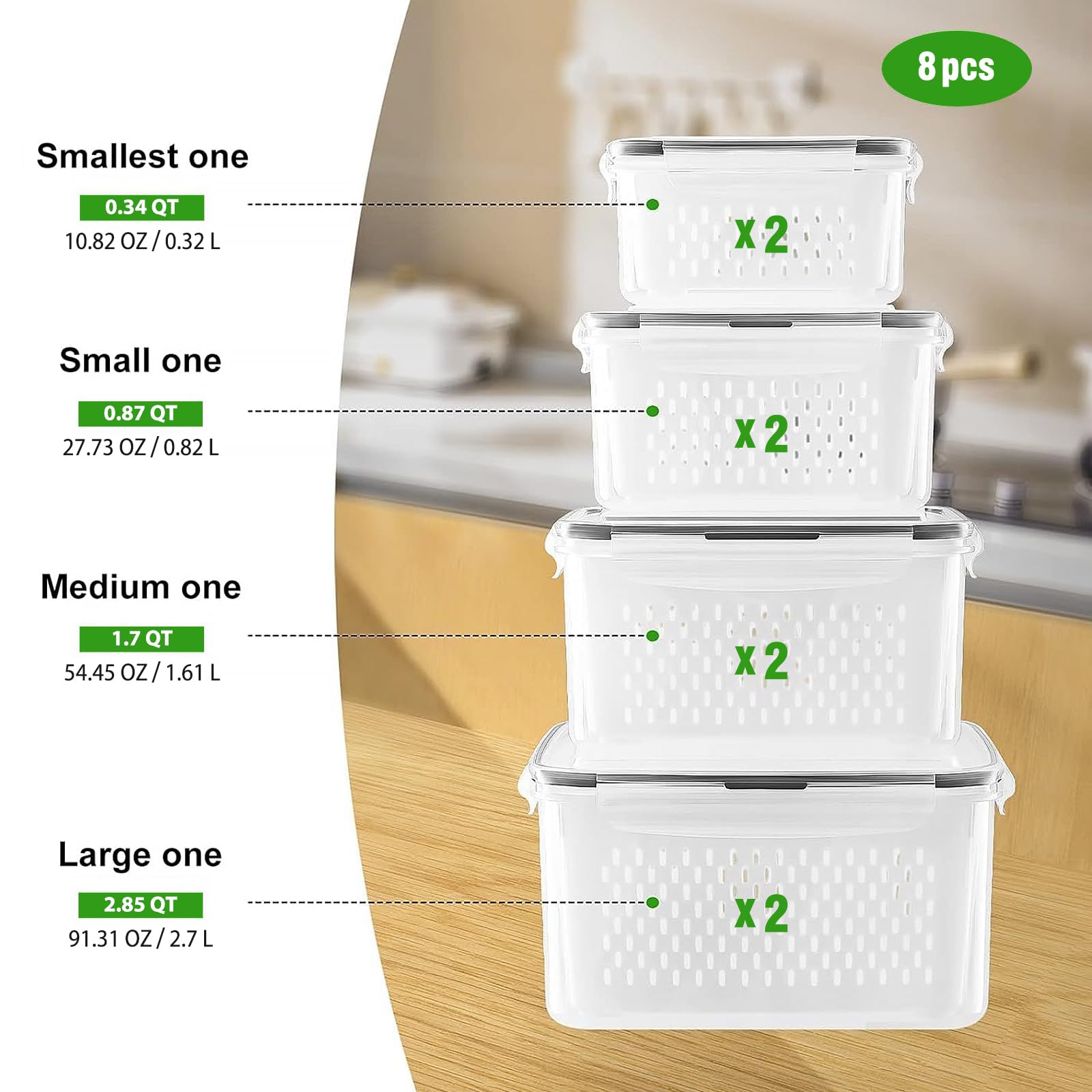 Freshmage airtight fridge bins keep produce organized and moisture-controlled.