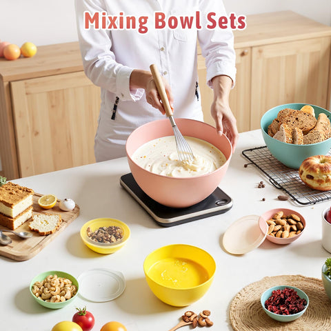 Freshmage color-coded bowls help organize meats, veggies, baking, and leftovers efficiently.