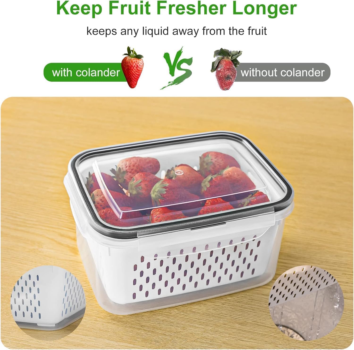 Freshmage fridge container with airtight lids keeps contents secure