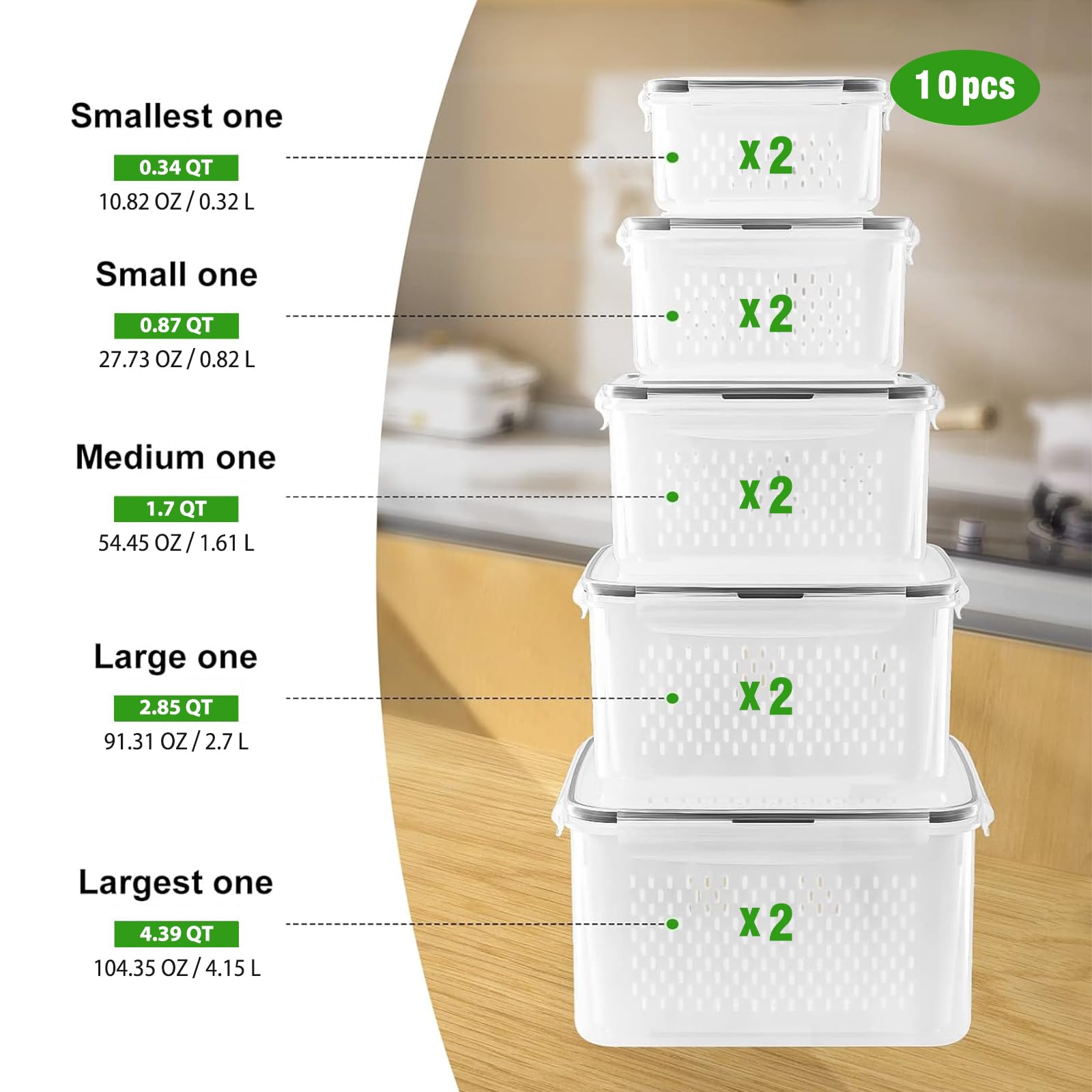 Freshmage fridge container with removable colander in medium size for organized lemons