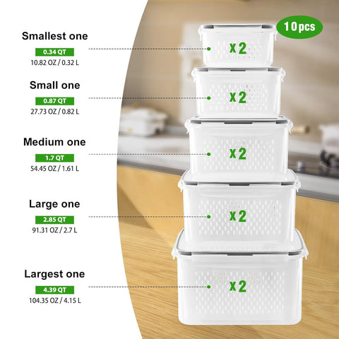 Freshmage fridge container with removable colander in medium size for organized lemons