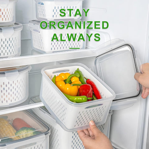 Freshmage stackable design keeps your fridge organized and accessible.