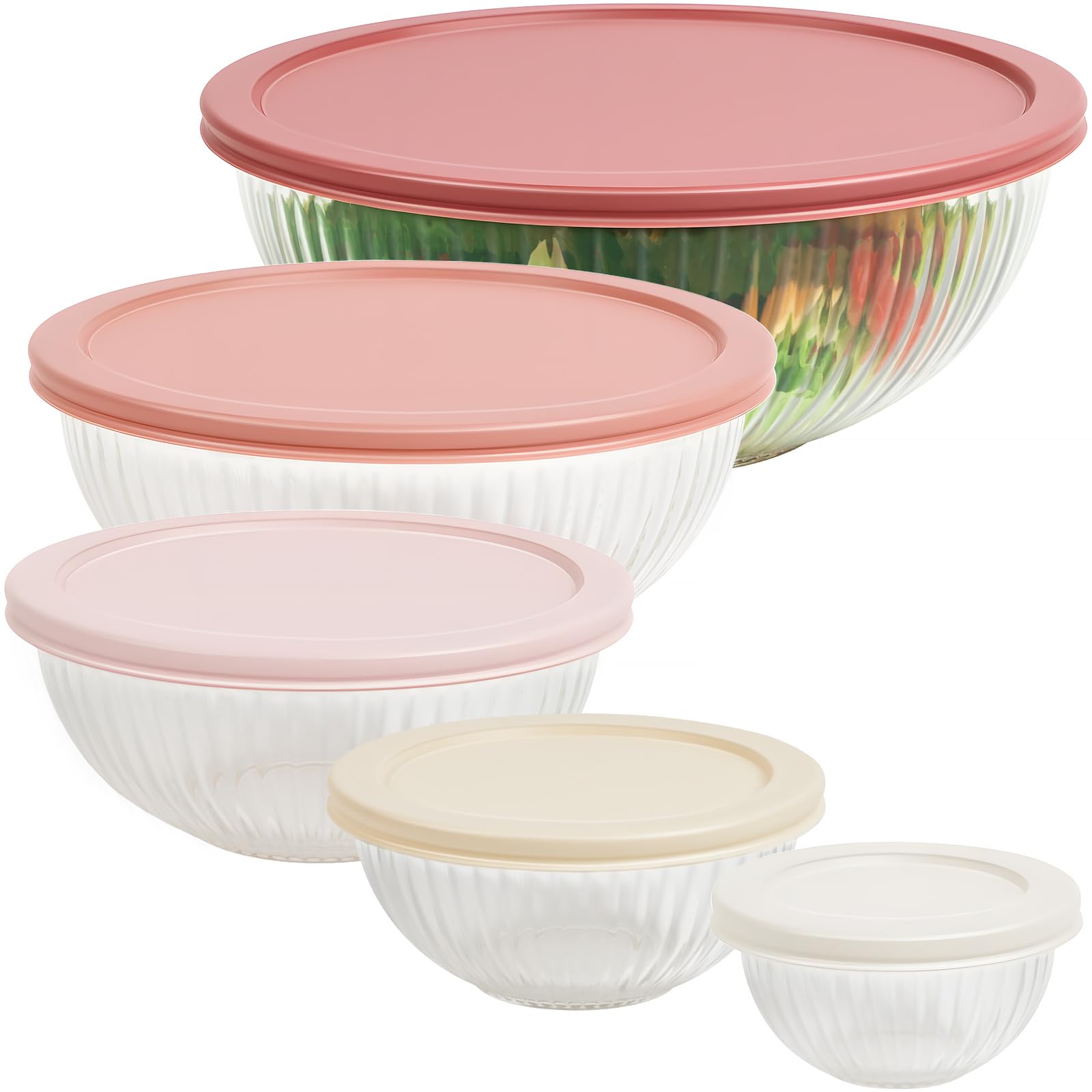 Freshmage lidded bowls stack neatly in the cabinet for organized storage.