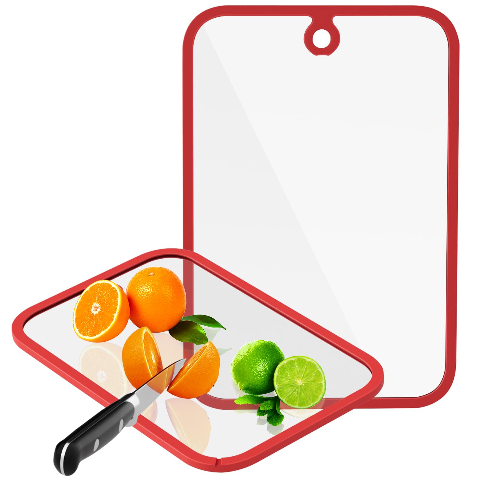 Freshmage large 15x10 glass cutting board with non-slip edge for stable meal prep