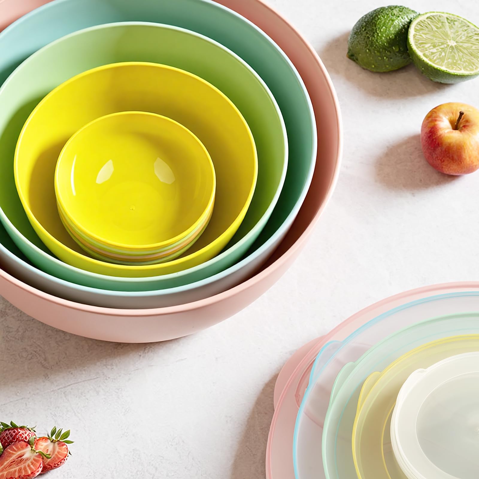 Freshmage large salad bowl with lid slot keeps the 2-in-1 clip within reach.