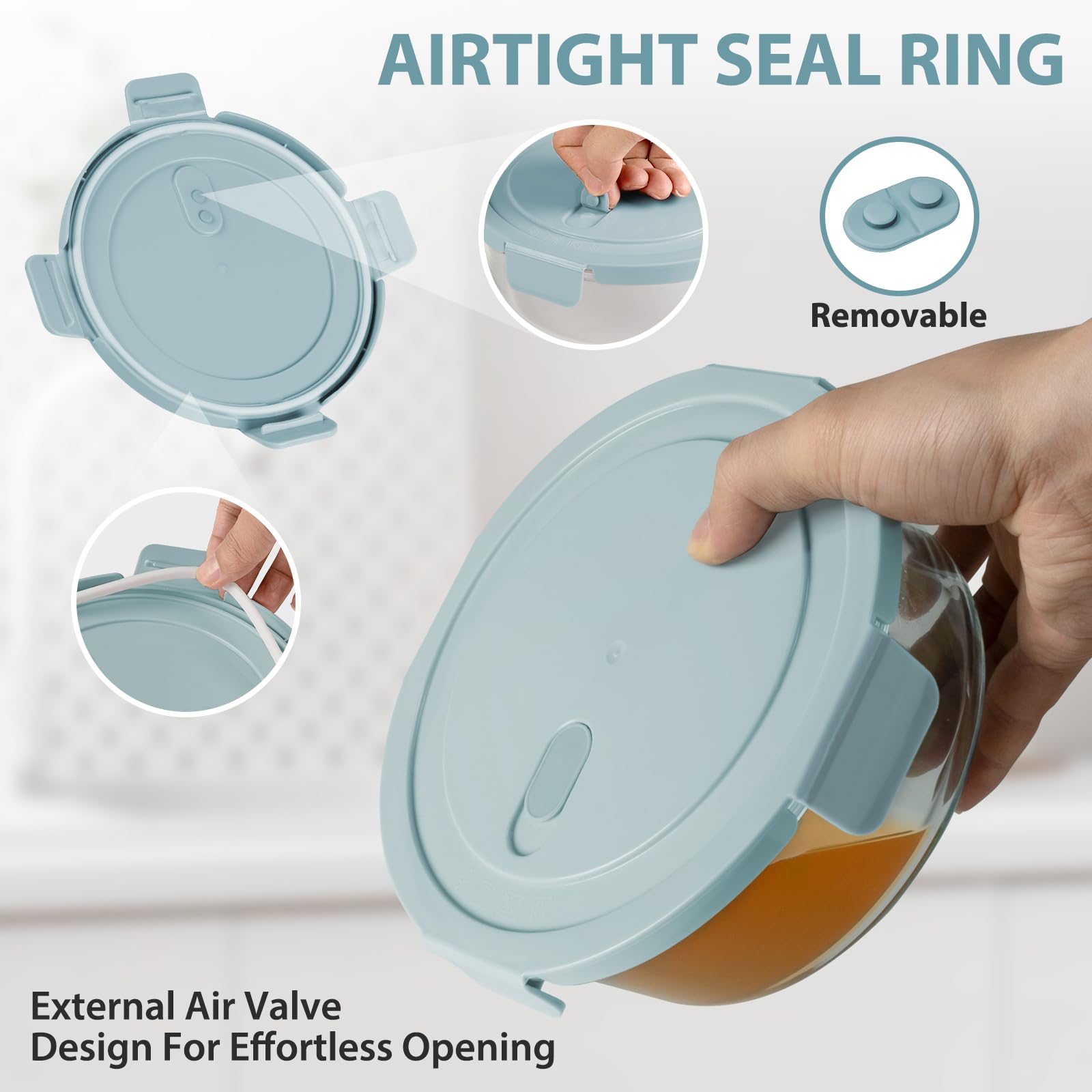 Freshmage leakproof airtight lids prevent leaks and keep leftovers fresh.