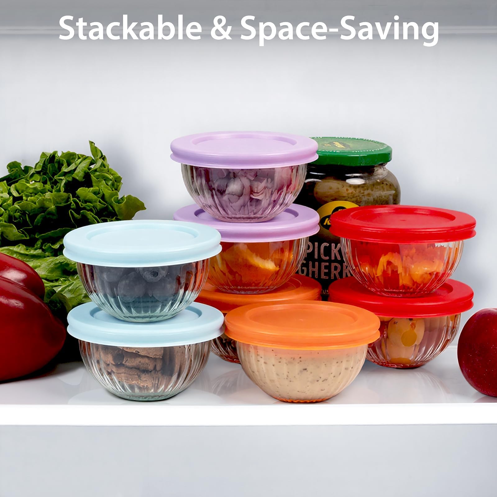 Freshmage  meal-prep bowls with lids for organization.