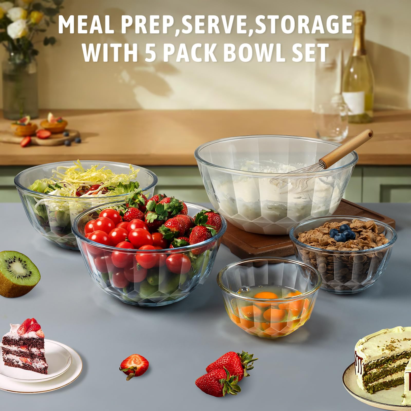 Freshmage oven-safe glass bowls ready for baking and serving.
