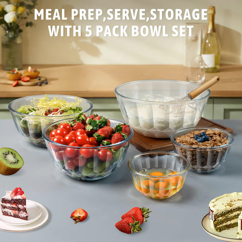 Freshmage oven-safe glass bowls ready for baking and serving.