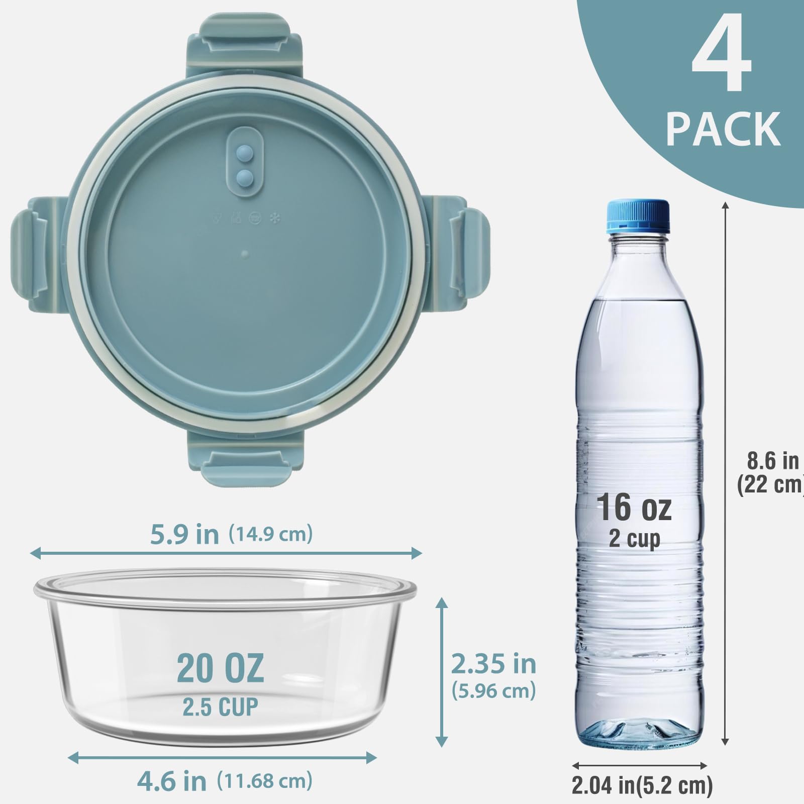Freshmage round 2.5-cup glass container perfect for leftovers and soups.