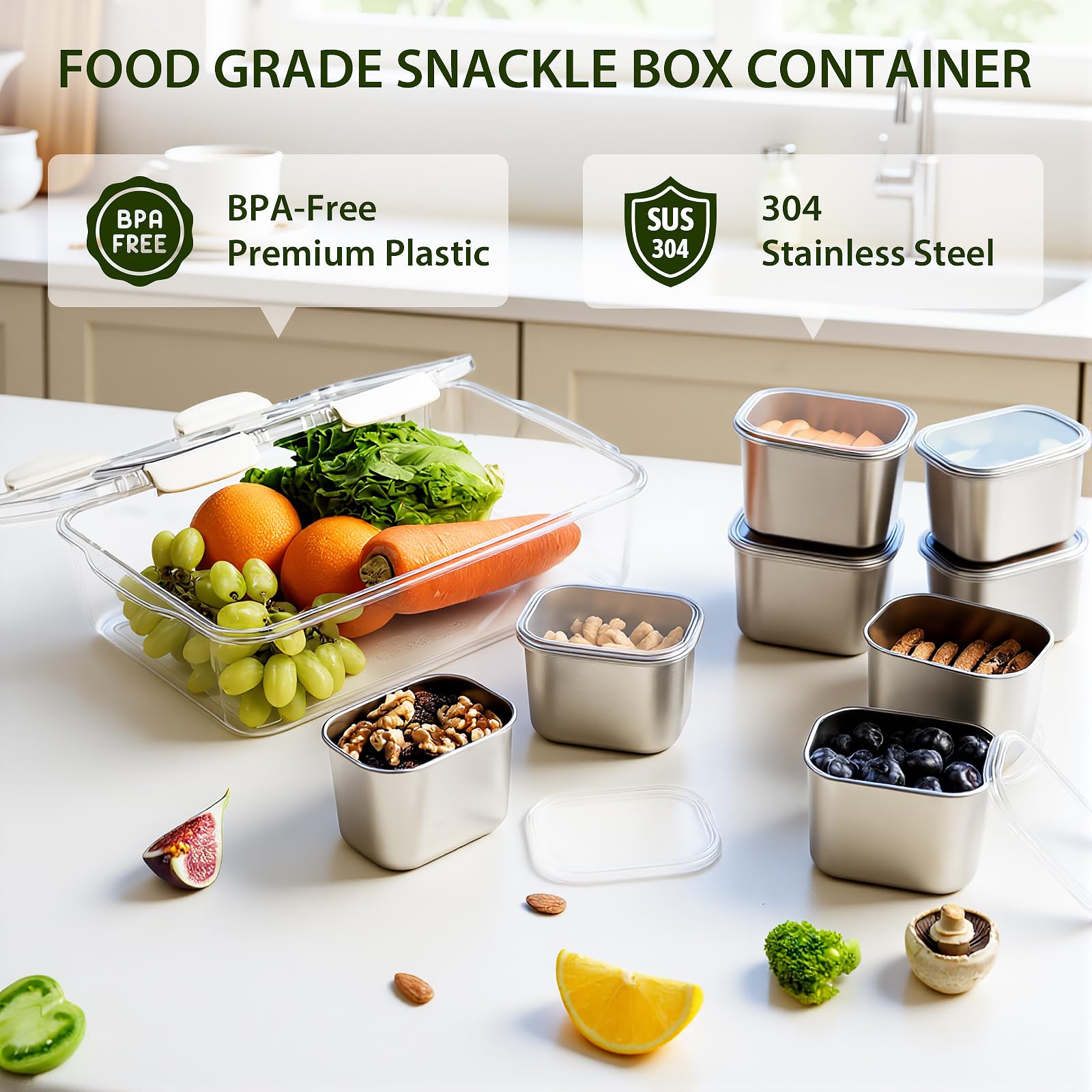 Freshmage Snackle Box removable inserts are dishwasher-safe for easy cleaning.
