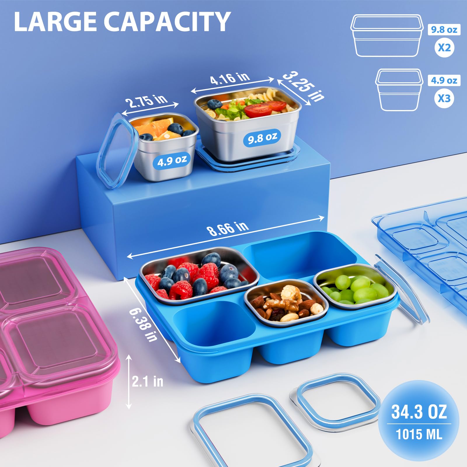 Freshmage Snackle Box leak-proof lid with silicone seal preserves freshness during travel.