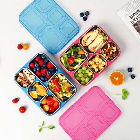 Freshmage Snackle Box 5-compartment layout helps separate fruits, veggies, and dips.