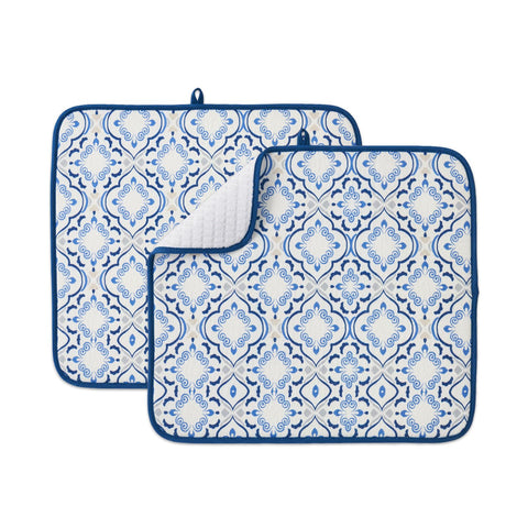 Freshmint boho pattern dish drying mat adds color and counter protection