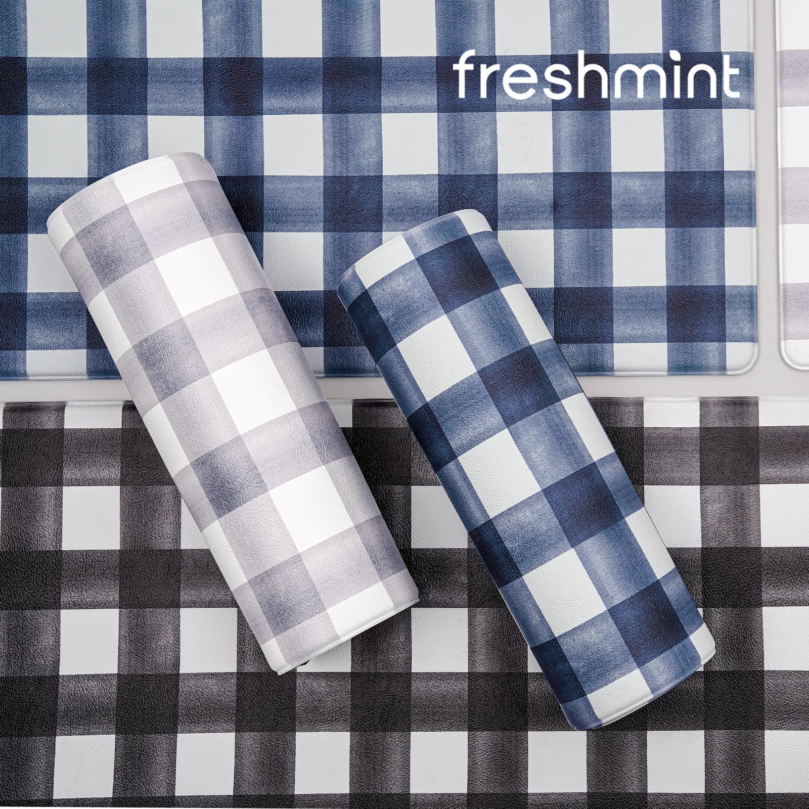 FreshMINT buffalo plaid texture close-up showing plush cushioning
