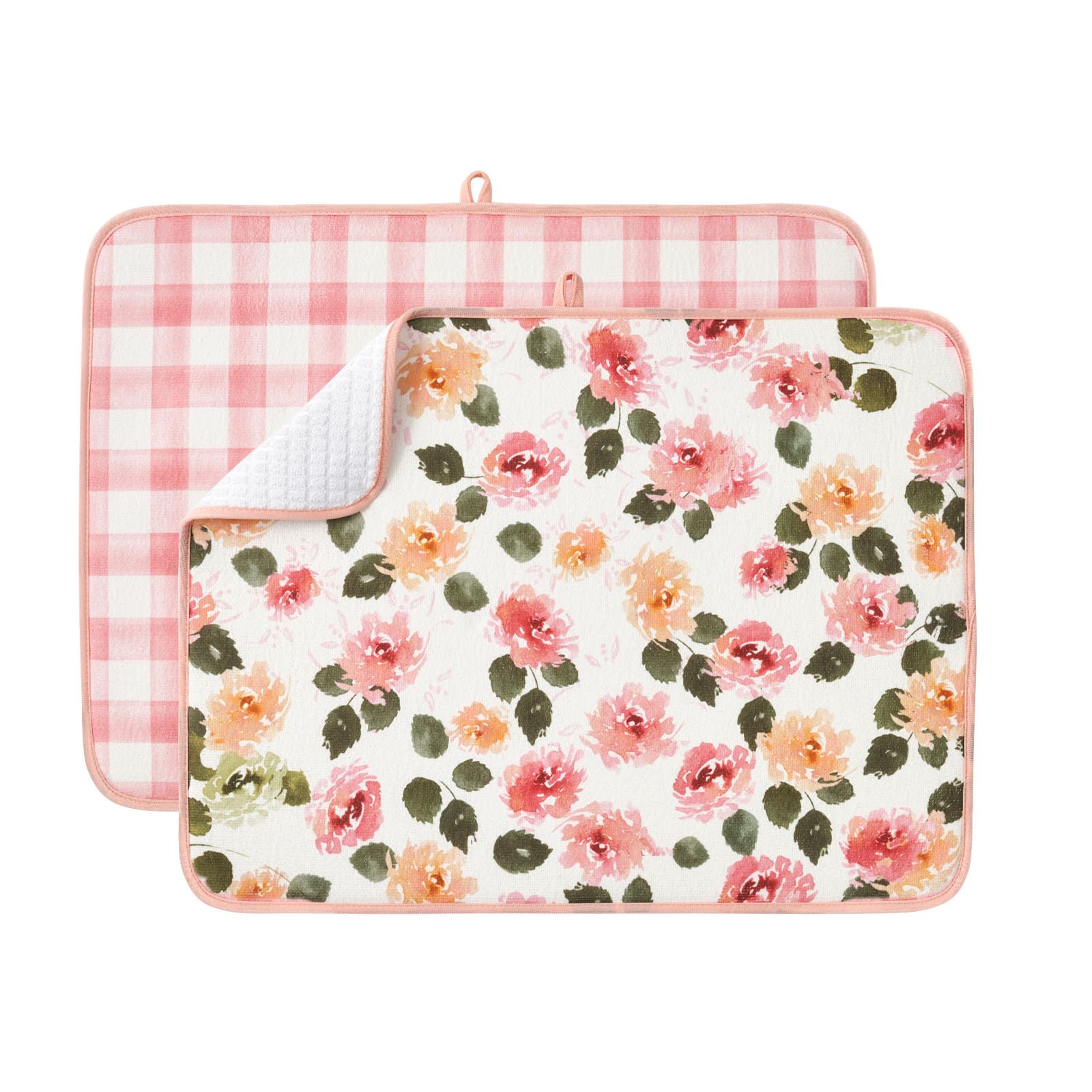 FRESHMINT dish drying mat with boho pattern keeps counters dry and stylish