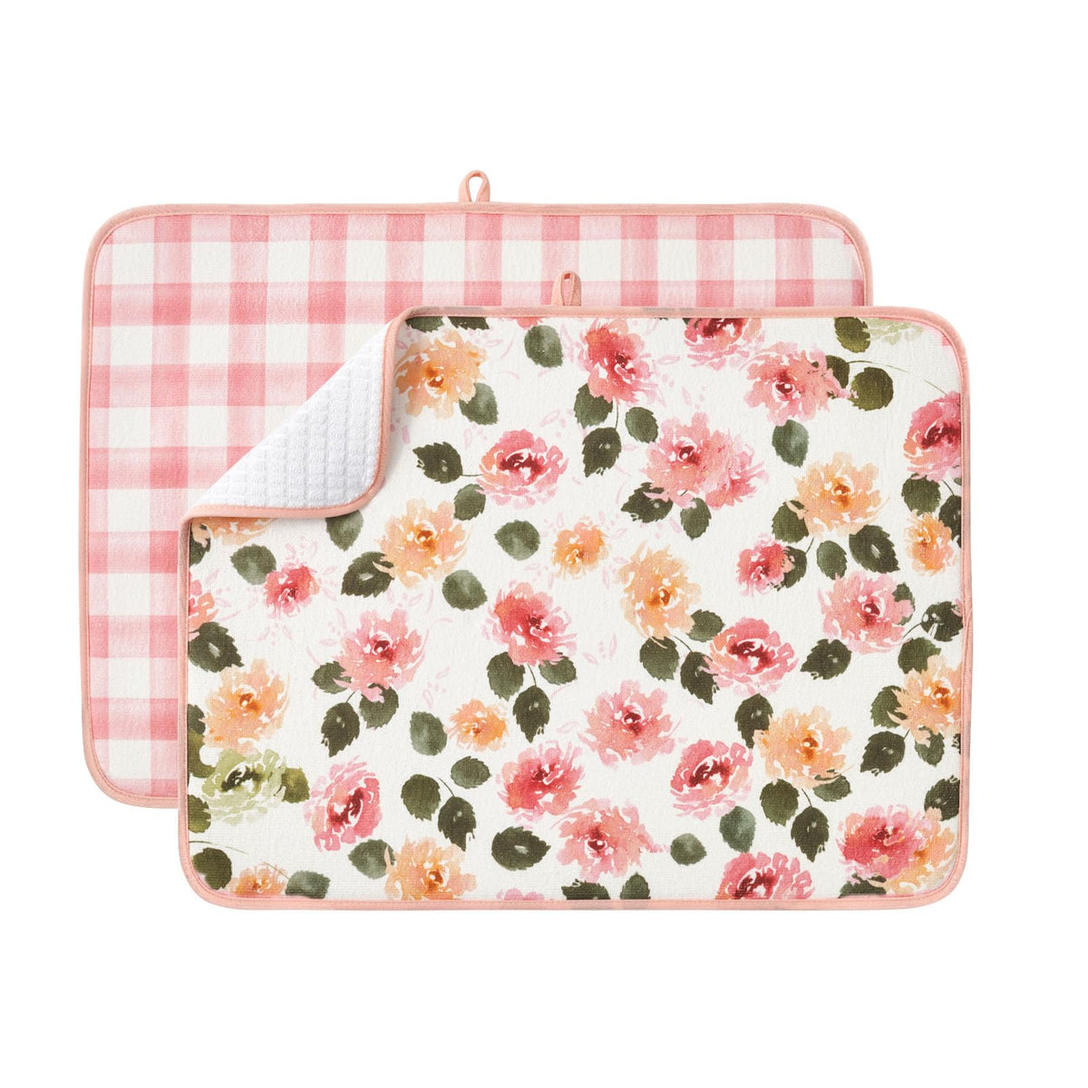 FRESHMINT dish drying mat with boho pattern keeps counters dry and stylish
