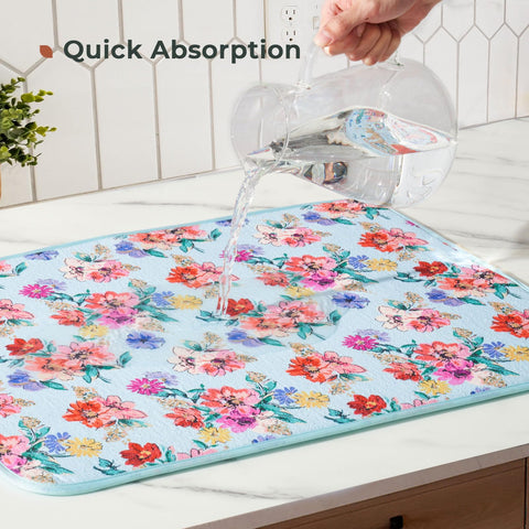 Freshmint dish mat reversible grid design offers two looks for versatile decor.