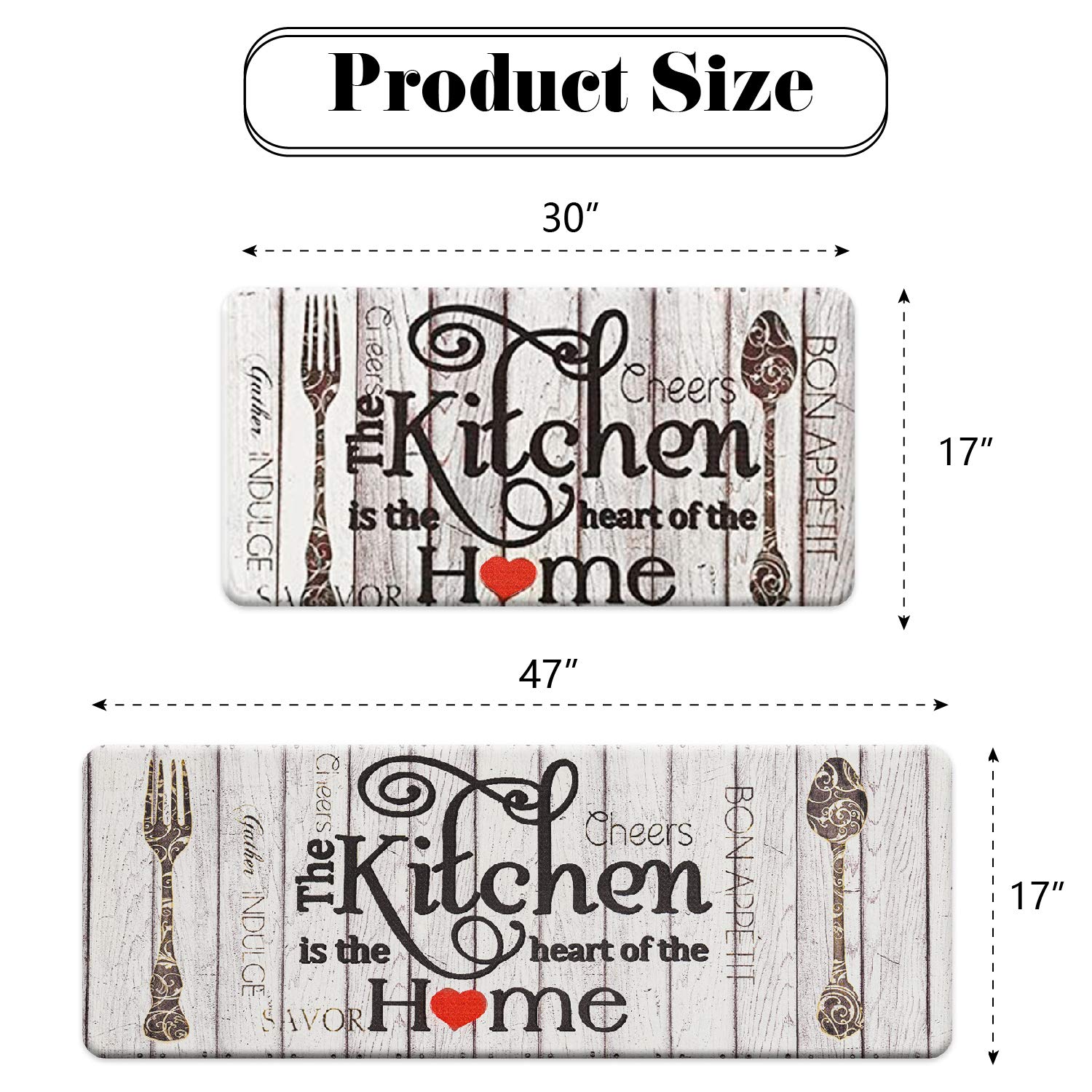 FreshMint farmhouse kitchen mats 47x17 offer lasting anti-fatigue support during prep.