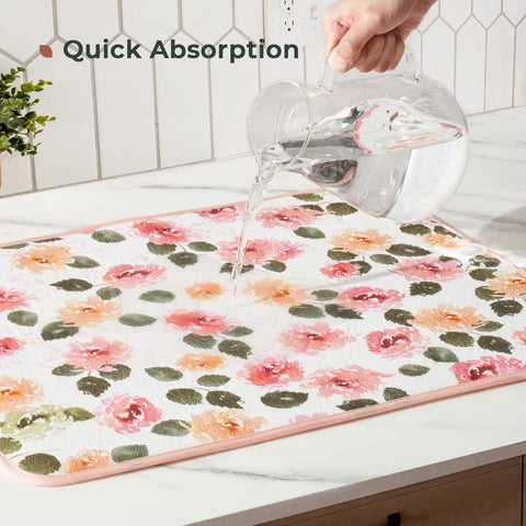 FRESHMINT grid reversible design dish mat offers versatile decoration and function