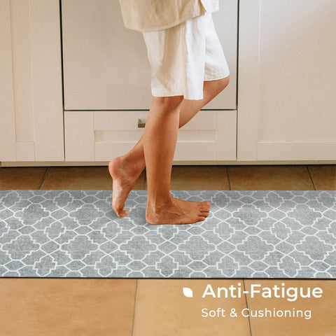 Freshmint non-slip backing keeps mats in place for safer kitchen footing.