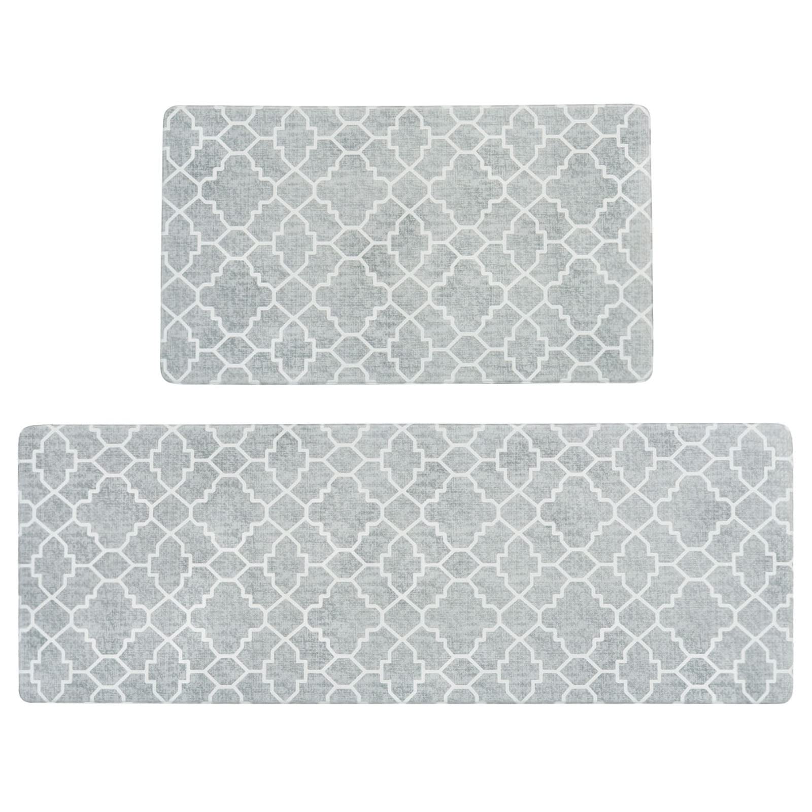 Freshmint kitchen mat set with vintage trellis design adds stylish decor and comfort.