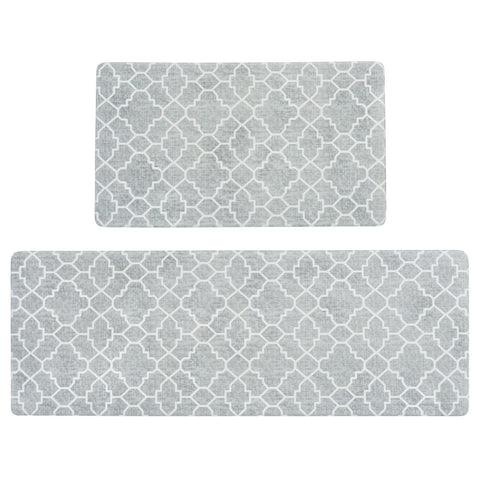 Freshmint kitchen mat set with vintage trellis design adds stylish decor and comfort.