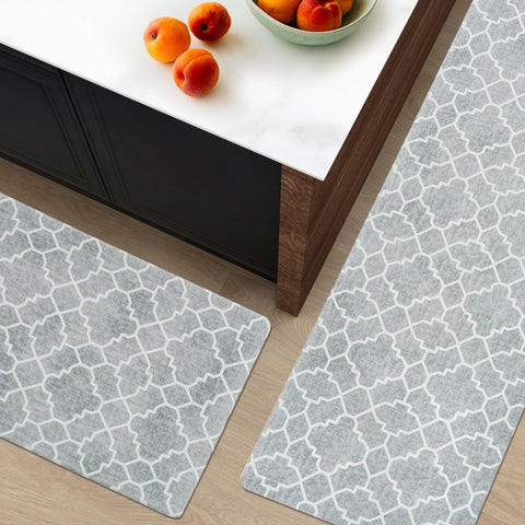 Freshmint memory foam mat provides soft support while cooking or washing dishes.