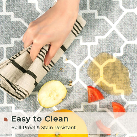 Freshmint waterproof surface resists spills for easy cleanup after meals.