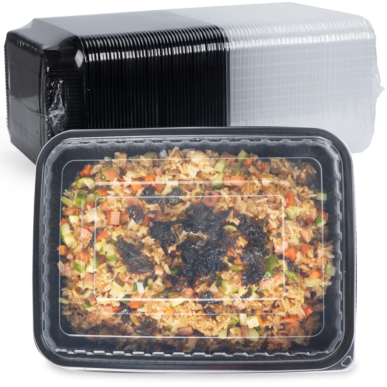 FRESHPAK 40-pack rectangular meal prep containers for portioned meals.