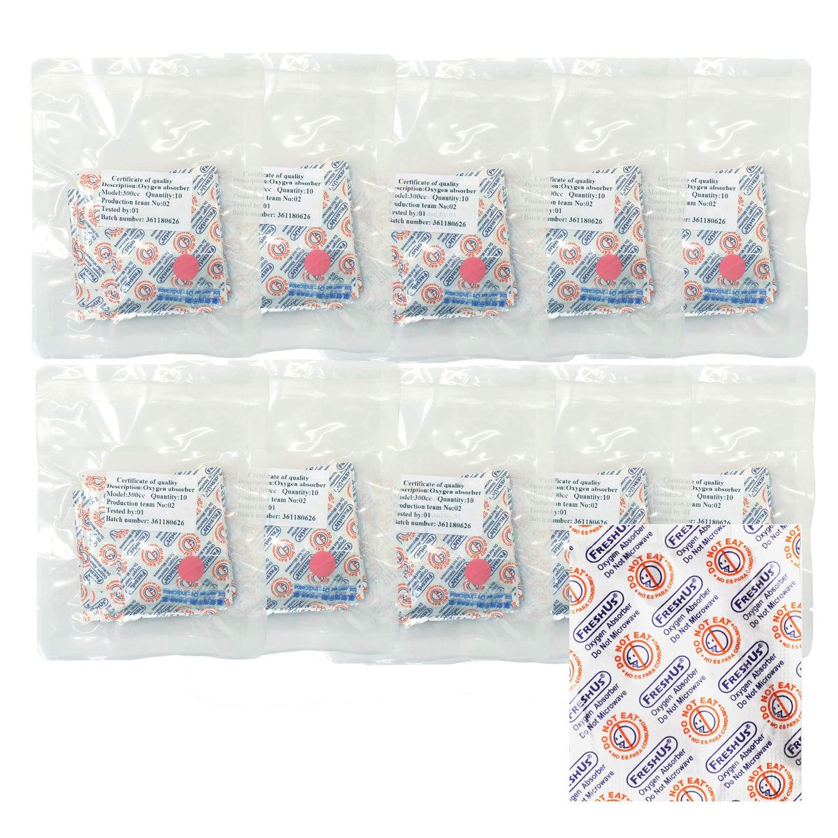 FreshUS 300cc oxygen absorber in individual packets preserves pantry freshness for extended storage.
