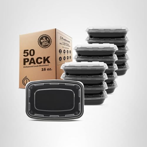 Freshware airtight lids 50-pack ensure freshness and secure stacking.