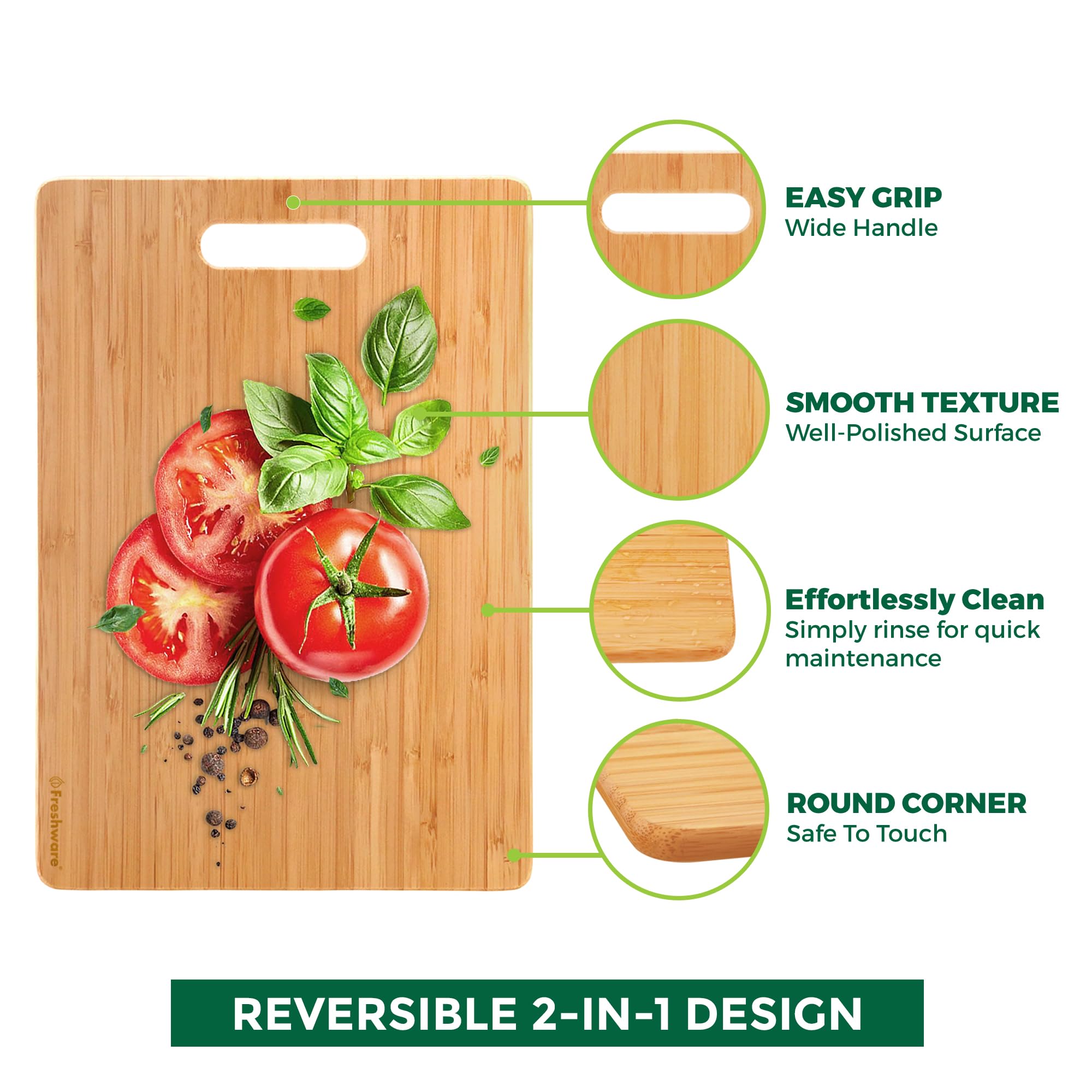 Freshware knife-friendly surface preserves blade sharpness during prep.