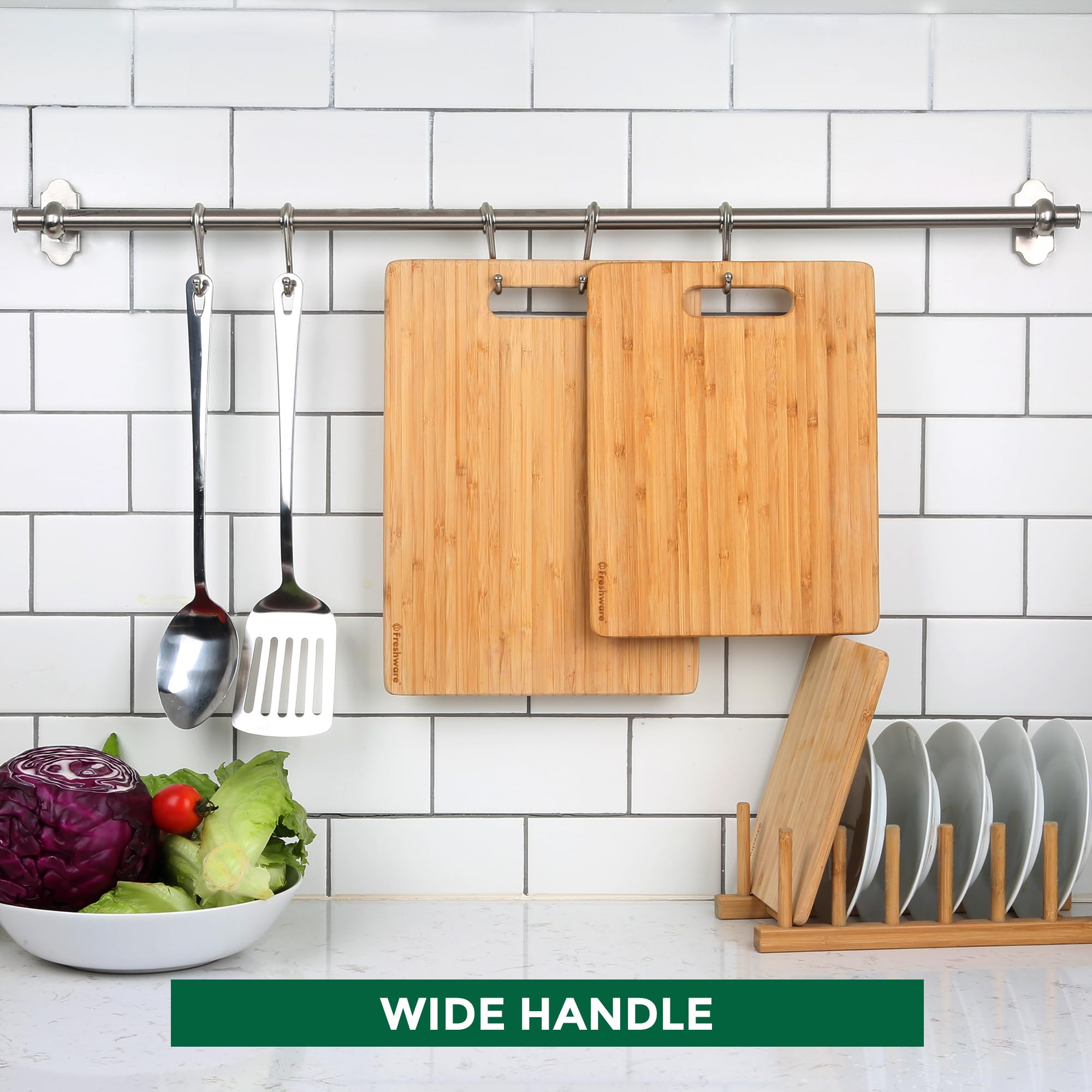Freshware sustainable bamboo material supports eco friendly kitchen work.