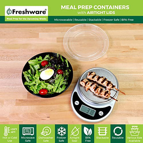 Freshware bento box with three compartments keeps meals neatly separated.