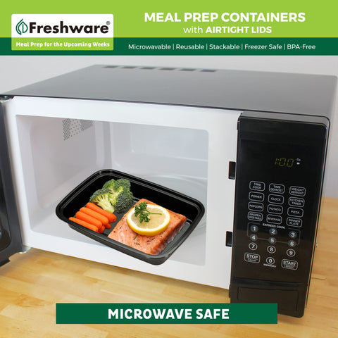 Freshware dishwasher-safe containers simplify cleanup after busy meal prep days.