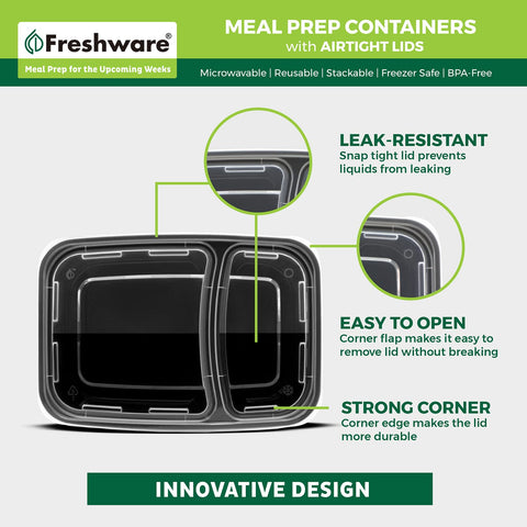 Freshware freezer-safe containers ready for batch cooking and long storage.